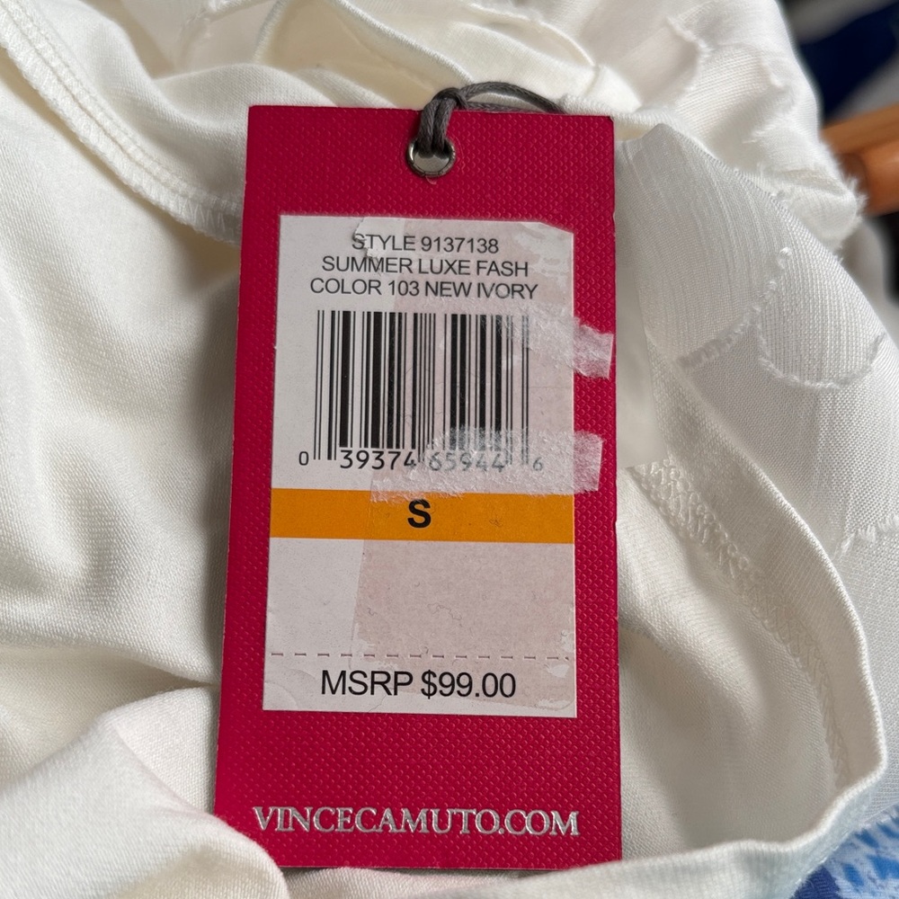 Vince Camuto White Circle Pattern Blouse - Picture 7 of 8